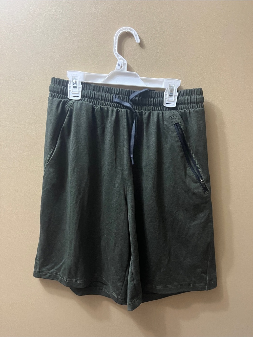 DSG Dark Olive Athletic Drawstring Shorts with Zip Pocket